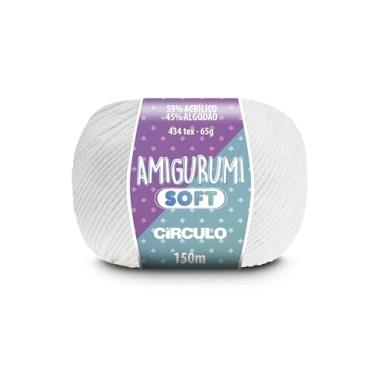 Imagem de Fio Amigurumi Soft Círculo 150m Acrílico Algodão Macio Crochê Tricô Artesanato Versátil (8001 - BRANCO)