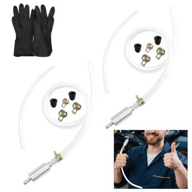 Imagem de 2 peças de mangueira de sangramento de freio de válvula de retenção unidirecional, kit de ferramentas de escape de tubo de embreagem de motocicleta com tampa de bocal e braçadeira, mangueira de