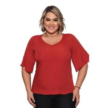 Imagem de Blusa Feminina Plus Size Manga Ampla Modelo Casual Comfort-Feminino