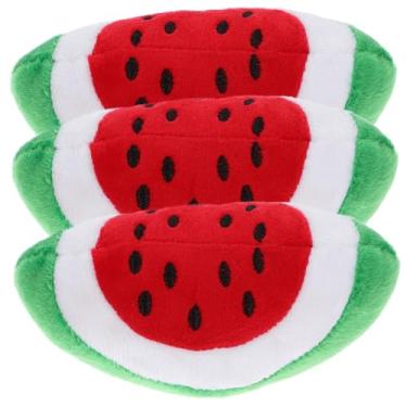 Imagem de Milisten Brinquedos interativos para cães pequenos, pacote com 3 brinquedos de pelúcia para mastigar melancia para brincar e treinar