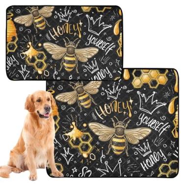 Imagem de Golden Bees Almofadas de xixi laváveis pretas para cães, tapetes reutilizáveis para animais de estimação, tapete impermeável para cercadinho de cachorro absorventes almofadas de treinamento de cães
