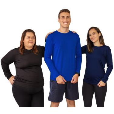 Imagem de Kit 3 Camisa Proteção Solar UV 50+ Manga Longa Camiseta Térmica Praia Ciclismo Piscina Corrida Bike-Unissex