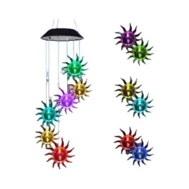 Imagem de Luz Solar LED À Prova d'Água Com Mudança De Cor, Sino De Vento Com Bol