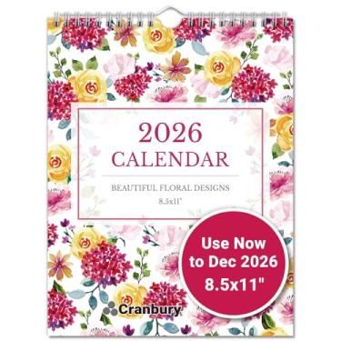 Imagem de CRANBURY Calendário de parede vertical pequeno 2023-2024 - (floral), 21,5 x 28 cm, calendário de parede mensal suspenso, julho de 2023 a dezembro de 2024, calendário de ano completo de 2024, lindos designs de flores, além de adesivos para calendários