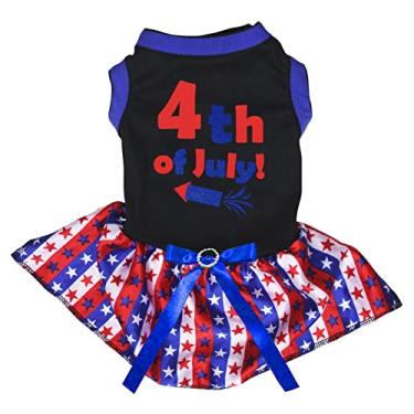 Imagem de Petitebella Vestido de cachorro foguete 4 de julho (preto/estrelas listradas, 2GG)
