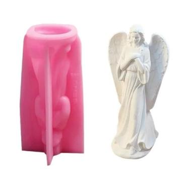 Imagem de Anjo madonna ornamento gesso ornamento vela molde de silicone diy gess
