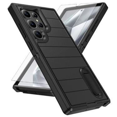 Imagem de Asuwish Capa de celular para Samsung Galaxy S24 Ultra 5G com protetor de tela de vidro temperado e suporte, suporte rígido, híbrido, slicone, macio, acessórios S24Ultra 24S S 24 24Ultra, feminino