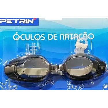 Imagem de Óculos Natação Kit C/ Tampão Ouvido Protetor nasal Preto - Petrin