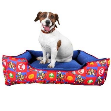 Imagem de Cama Caminha Pet Cachorro Gato Estampa Mário Bros P M G Com Zíper Lavá