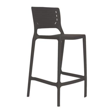 Imagem de Banqueta Alta Cozinha Grafite Empilhável Saturno Em Polipropileno Acrilys