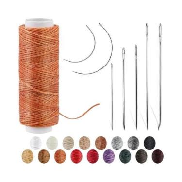 Imagem de Kit De Linha Encerada De Couro 32 Jardas Com Agulhas De Costura Manual