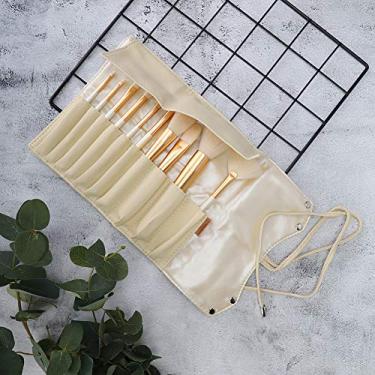 Imagem de Yinhing Zoreya Conjunto de Pincéis de Maquiagem Profissional Branco Pérola, 10 Peças, Pincéis Cosméticos Portáteis Macios Com Bolsa de Armazenamento Pu para Maquiadores Iniciantes