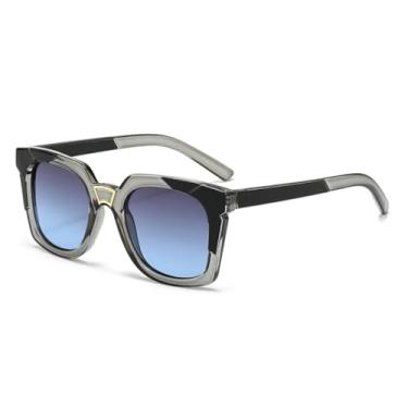 Imagem de HPIRME Óculos femininos retrô e modernos com armação, proteção UV400 e lentes degradê para homens (6161-C5)