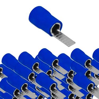 Imagem de KIT 50 TERMINAIS PRE ISOLADO PINO CHATO 16MM AZUL