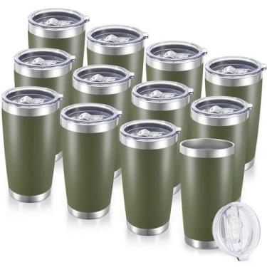 Imagem de Copo Cool Yoleb de aço inoxidável 600 ml com tampa, pacote com 12