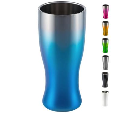 Imagem de Copo Térmico Cerveja Inox 450 ml - Gelada 4 horas, Parede Dupla Isolamento, Base Emborrachada (Azul)