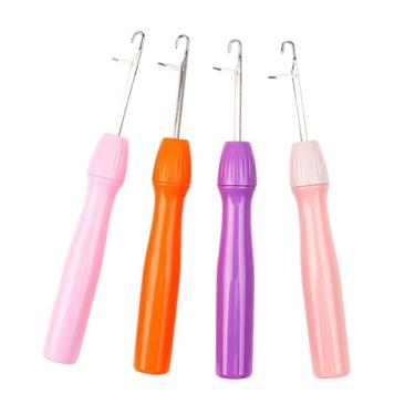 Imagem de Esquirla Conjunto de 4 agulhas de crochê com trava para confecção de tapetes, multifuncionais, para projetos de tricô, portáteis e leves, ideais para