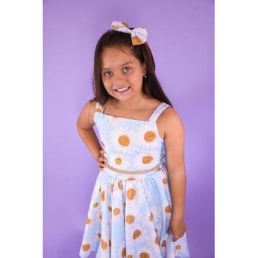 Imagem de Vestido Juvenil Margaridas Estampado Aniversário Cinto de Strass - Jei