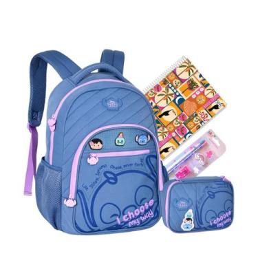 Imagem de Kit Mochila Escolar Costas Stitch Tsum Tsum Juvenil Original 2026 - CL