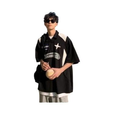 Imagem de Camiseta Casual Vintage Estilo Moto Americana Y2K Com Gola Polo Solta 