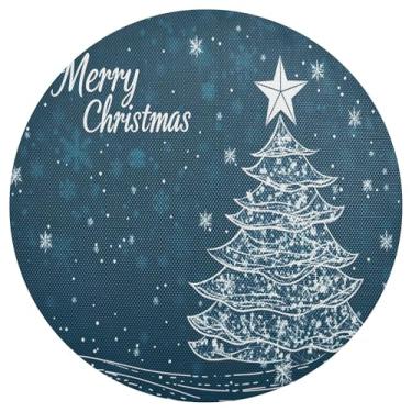 Imagem de xigua Jogo americano redondo de árvore de Natal, conjunto de 6, tapete de mesa redondo antiderrapante resistente ao calor, tapetes de mesa de 48 cm limpáveis para decoração de cozinha, jantar e festa