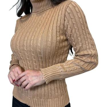Imagem de Blusa Feminina Tricot Manga Comprida Trancinha Gola Ata Frio - Fran & 