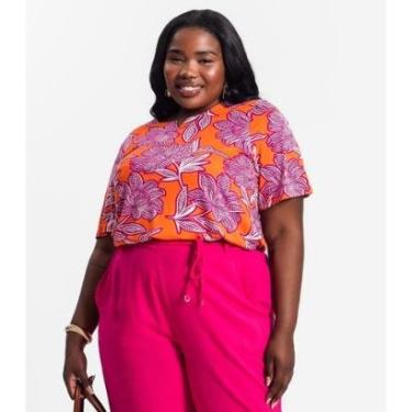 Imagem de Blusa Manga Curta Feminina Plus Size Secret Glam Laranja-Feminino