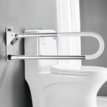 Imagem de Barras de banheiro em forma de U, trilho de suporte antiderrapante de aço inoxidável, 60 cm, barra de apoio para vaso sanitário, corrimãos de segurança para deficientes físicos e grávidas