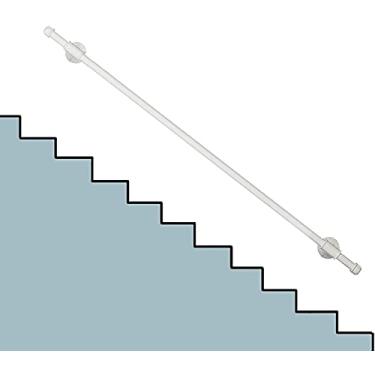 Imagem de Corrimão de escada antiderrapante de metal branco com kit completo para degraus externos, barras de apoio de parede de rampa para idosos com deficiência))