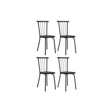 Imagem de Cadeira de Cozinha 154 Aço Kit 4 Uni Preto/Courano Preto - Carraro