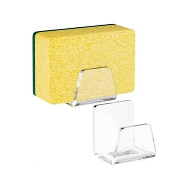 Imagem de Suporte de esponja de pia de cozinha, 4 unidades, acrílico transparente, rack de armazenamento de lavagem de prato, organizador para escova, purificador, panos de prato, bancada