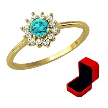 Imagem de Anel Formatura Ensino Fundamental pedra Água Marinha azul claro Com Caixinha de Veludo Vermelha (24)