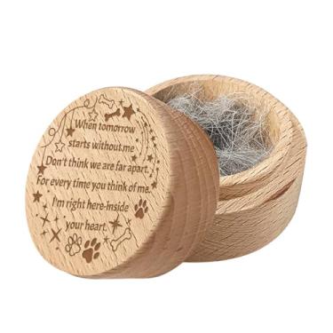 Imagem de CREATCABIN Mini urna de madeira para animais de estimação pequenas urnas de animais de estimação para cinzas humanas caixa de lembrança de pelo de animal de estimação impressão de pata osso de