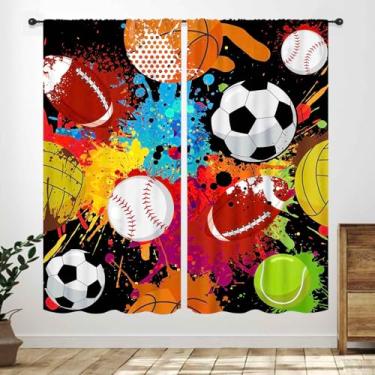 Imagem de Lnepty Cortinas de basquete para quarto de meninos, tema esportivo de graffiti colorido, quadra de bola, estádio, campo para adolescentes, homens, jogos, competição, quarto, sala de estar, decoração