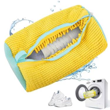 Imagem de Bolsa para máquina de lavar sapatos, bolsa de lavanderia para lavadora e secadora, sacos de sapatos de limpeza reutilizáveis para tênis, kit de limpeza sem manchas - amarelo, 1 peça