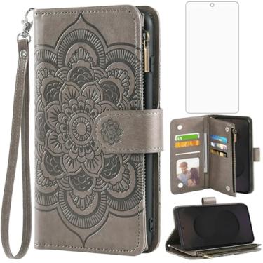 Imagem de Asuwish Capa de telefone para Samsung Galaxy S25 FE 5G capa carteira com protetor de tela de vidro temperado e flor couro PU flip porta-cartão de crédito acessórios celulares S 25 EF S25FE 25S 25FE