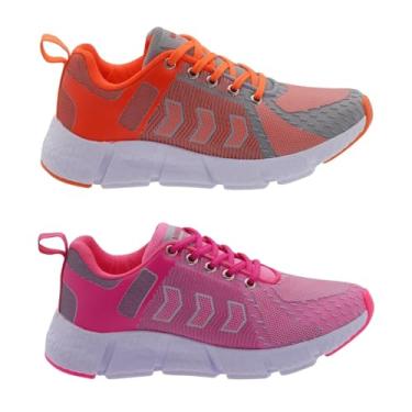 Imagem de Kit 2 Tênis Feminino Esportivo Max Leve e Confortável para Caminhada e Academia (Laranja + Rosa, BR, Adulto, Numérico, 36)
