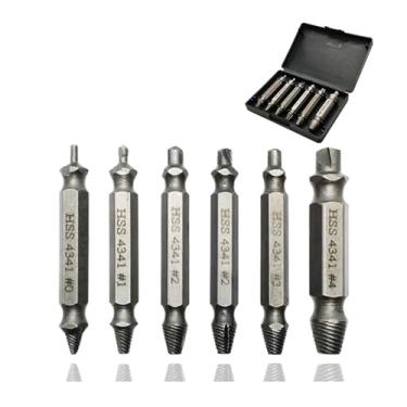Imagem de Conjunto de 6 peças de extrator de parafuso danificado, presentes para homens, parafusos descascados, porcas e parafusos, ferramentas de broca para facilitar a remoção de parafusos quebrados