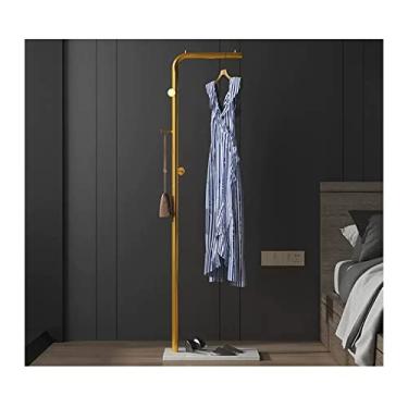 Imagem de KEG801302 Cabideiro para pendurar no chão corredor quarto simples cabideiro casa sala de estar cabideiro tipo haste única prateleira chapéu suporte (ouro + branco, 150 cm)