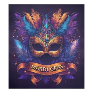 Imagem de Blueangle Máscara colorida Mardi Gras capa magnética para lava-louças, decoração da capa frontal da máquina de lavar louça, adesivos de eletrodomésticos, adesivos de eletrodomésticos, 58 cm C x 66 cm