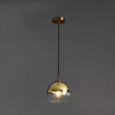 Imagem de Luminária pendente de vidro em formato de globo de 7,9 polegadas, estilo meados do século XX, moderna, com design industrial vintage, ideal para ilha de cozinha, sala de jantar, quarto, rest
