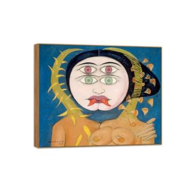 Imagem de BMZFYBS Victor Brauner Famosa pintura em tela de arte de parede pronta para pendurar sem título 15 imagens em moldura de madeira para decoração de sala de estar 80 x 95 cm 31 x 37 pol
