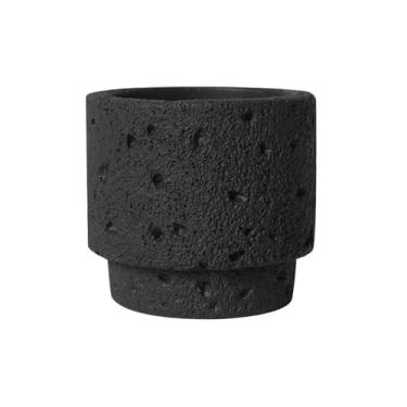 Imagem de KEG801302 Vaso de flores de cimento preto, vasos redondos de mesa, pequenos vasos de plantas com orifícios de drenagem, vasos de plantas, para sala de estar, quarto, estudo, jardim, plantador