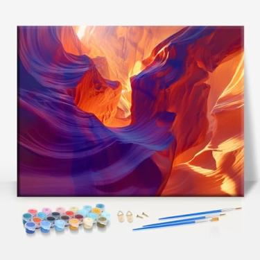 Imagem de ANTELOPE CANYON ARIZONA Tela Emoldurada DIY Kit de Pintura por Números Bar Café Caverna Casa de Banho Parede Banheiro Varanda Pátio Decoração Presente, 40,6 x 30,5 cm