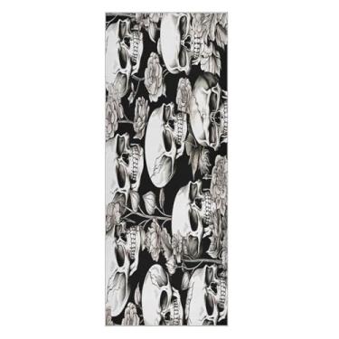Imagem de Wassud Tapete de toalha de ioga rosa crânio branco com bolsa organizadora absorvente de suor tapete de ioga antiderrapante para ioga quente pilates fitness 68,5 x 185,4 cm