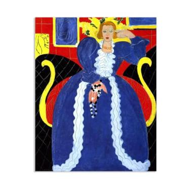 Imagem de Zeichn8u Henri Matisse Impressão de arte mulher em pôster azul pinturas famosas arte de parede Henri Matisse decoração de banheiro presente para sala de estar casa escritório decoração de parede 40 x
