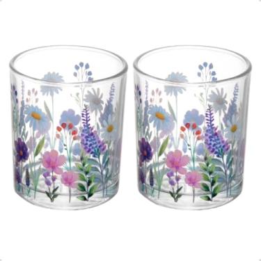 Imagem de Kit 2 Porta Velas de Vidro Decoração Mesa Castiçal Redondo