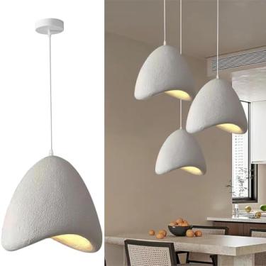 Imagem de Luminária pendente moderna para sala de jantar, estilo japonês wabi-sabi, com cúpula de resina, base E27, lustre criativo e ajustável para decoração de casa, ideal para cozinha, café, bar e
