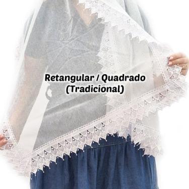 Imagem de Véu Ccb Congregação Cristã Renda Guipir Floral Adulto (modelo Jasmine)