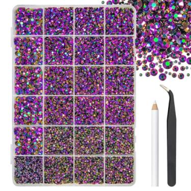 Imagem de 2 mm, 3 mm, 4 mm, 5 mm, 6 mm, roxo, vibrante, resina de geléia AB, strass plano para artesanato deslumbrante, pedras planas, diamantes, pingentes para unhas, copos, garrafas, artesanato, sapatos
